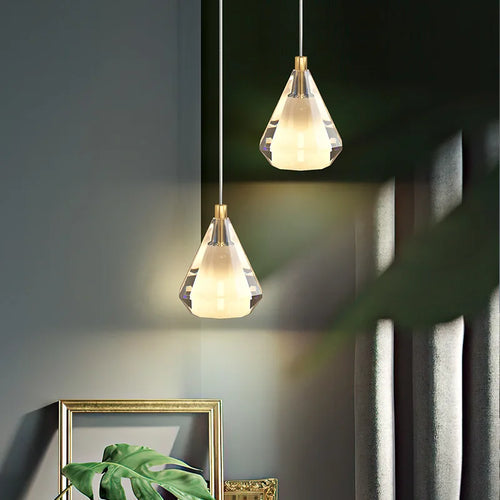 Vintage copper diamond crystal chandelier for indoor lighting - vue 7 sur 8