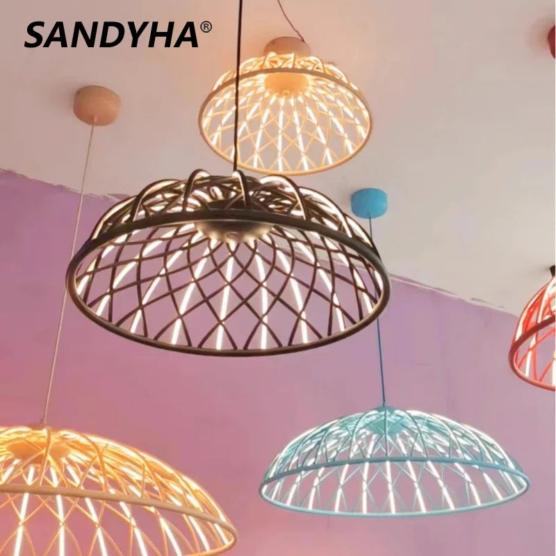 Modern braided rope pendant light with decorative LED
