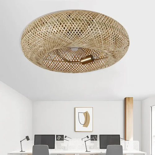 Silent ceiling fan lamp with invisible blades and remote control - vue 2 sur 6