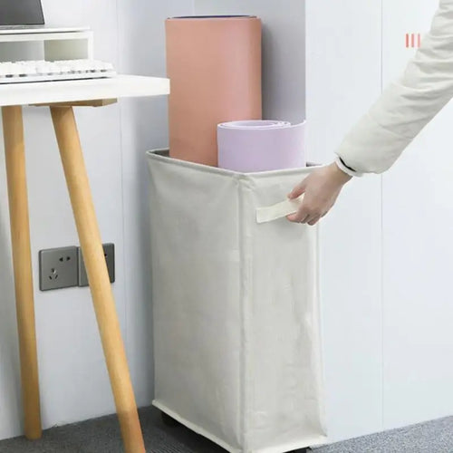 foldable laundry basket with lid for convenient storage - vue 7 sur 8