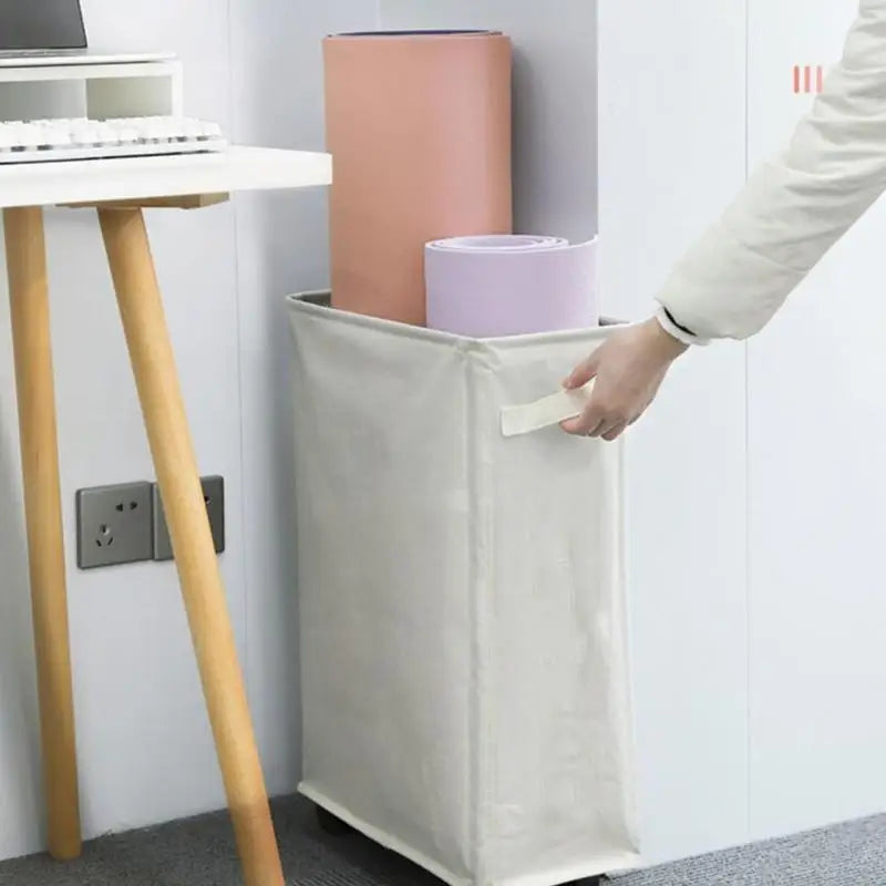 foldable laundry basket with lid for convenient storage - vue 7 sur 8