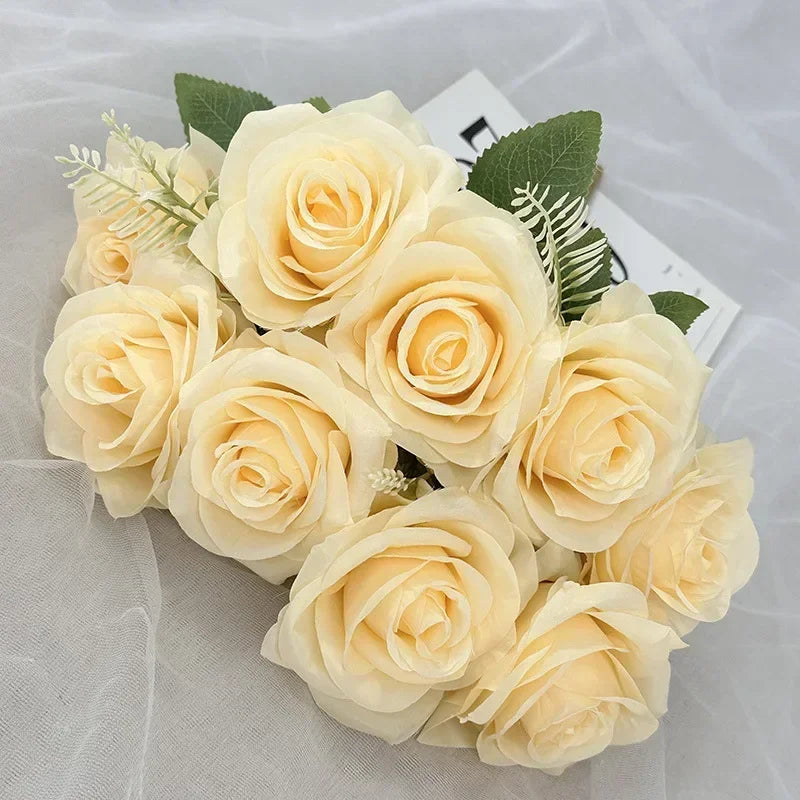 Artificial silk rose bouquet for wedding decor