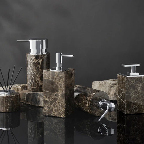 natural marble bathroom accessories luxury set - vue 6 sur 27