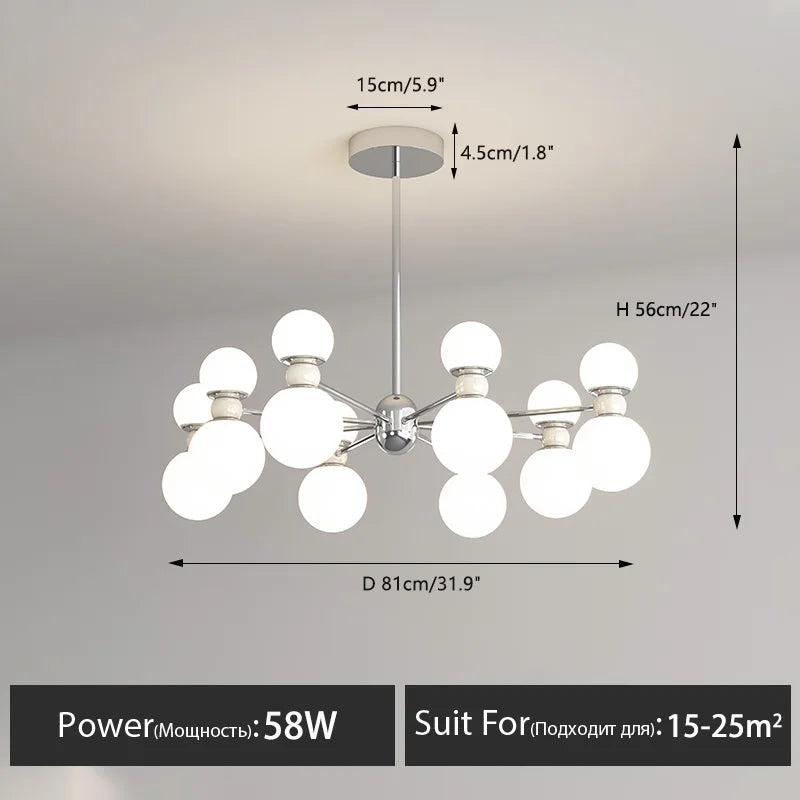 Dimmable pendant chandelier for modern interior decor - vue 15 sur 15