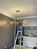 Polygonal firefly chandelier Nordic design in stainless steel