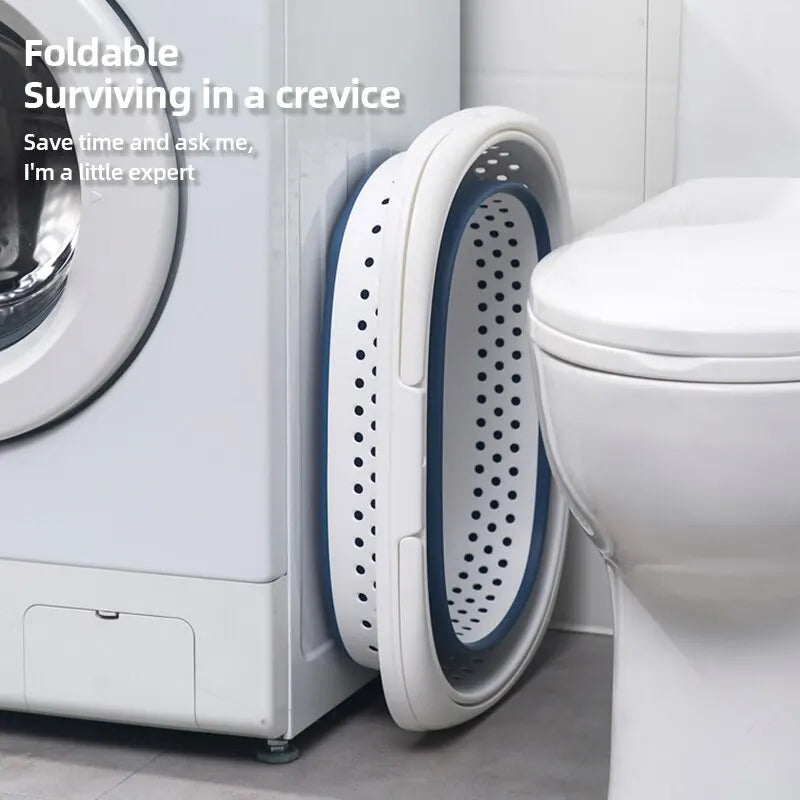 plastic foldable laundry basket for home storage - vue 3 sur 8