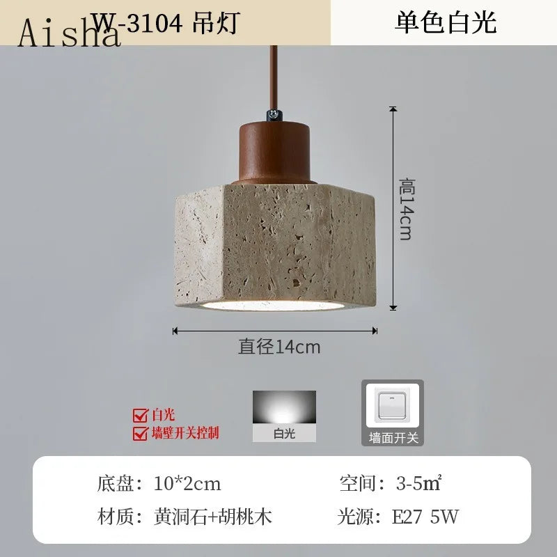 Japanese retro cave stone pendant light - vue 6 sur 7