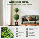 Artificial boxwood double ball topiary with foliage and decorative pot