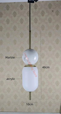 Adjustable natural marble acrylic LED pendant light