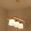 Creative wooden pendant chandelier with three heads for restaurant or café