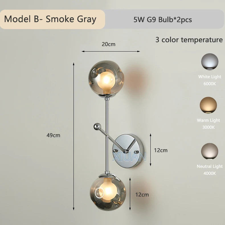 Up and down wall light with chrome metal and honeycomb glass - vue 10 sur 10