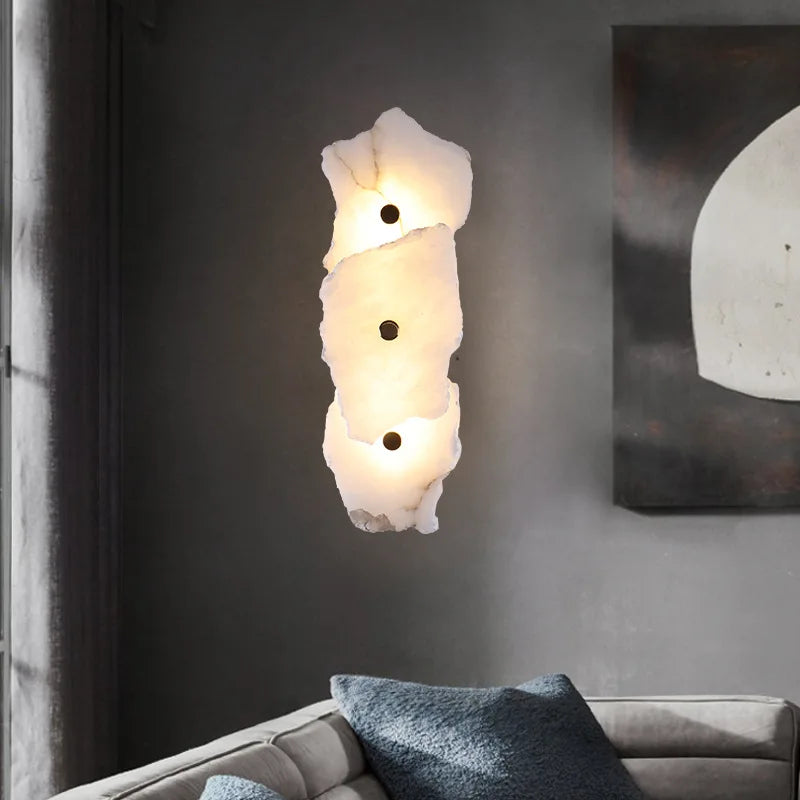 Modern brass and natural marble wall light luxury design