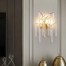Modern crystal LED wall light with floral branch art deco design