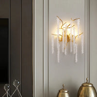Modern crystal LED wall light with floral branch art deco design