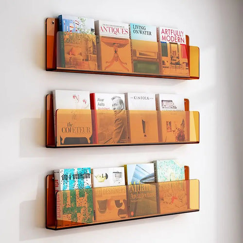 acrylic wall-mounted magazine rack for brochures and files - vue 5 sur 17