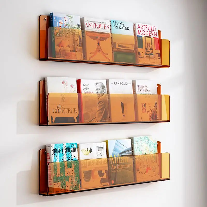 acrylic wall-mounted magazine rack for brochures and files - vue 5 sur 17