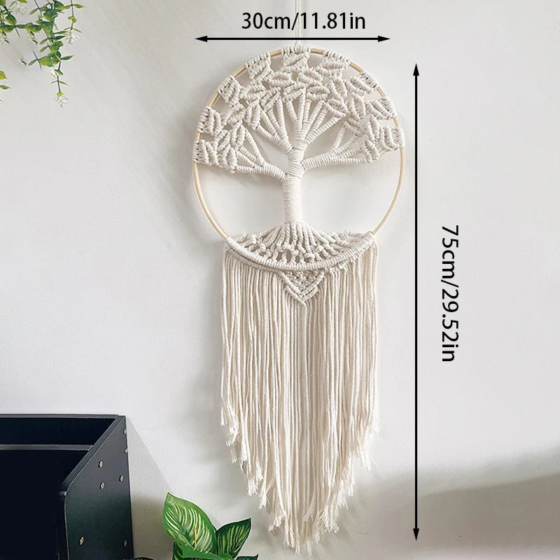 Tree of Life Macrame Wall Hanging Handmade Woven Boho Home Wall Decor for Bedroom Nursery Apartment Dorm Decoration,Gift Girl - vue 6 sur 6