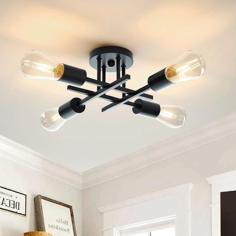 Modern industrial semi flush ceiling light mid-century