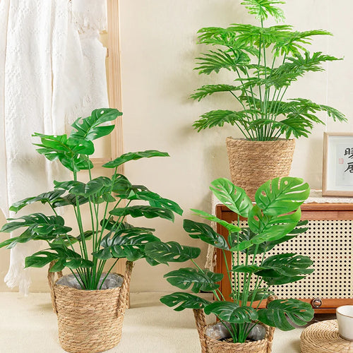 Artificial monstera and palm leaves for decoration - vue 3 sur 8