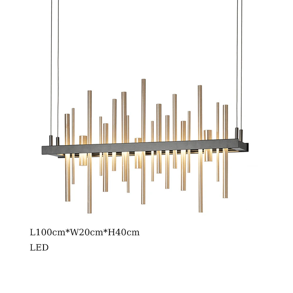 Minimalist black stainless steel postmodern chandelier - vue 12 sur 16
