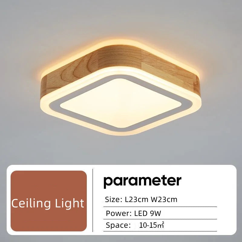 Modern wooden LED ceiling light for minimalist interiors