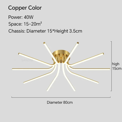 Modern LED ceiling light with remote control for interior decoration - vue 13 sur 12