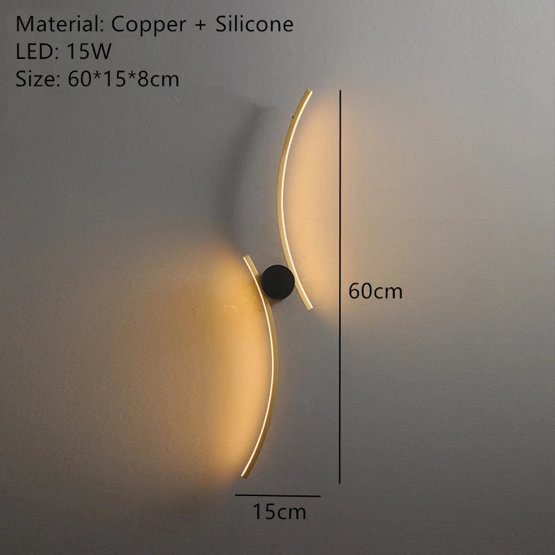 Modern brass LED wall light for decorative lighting