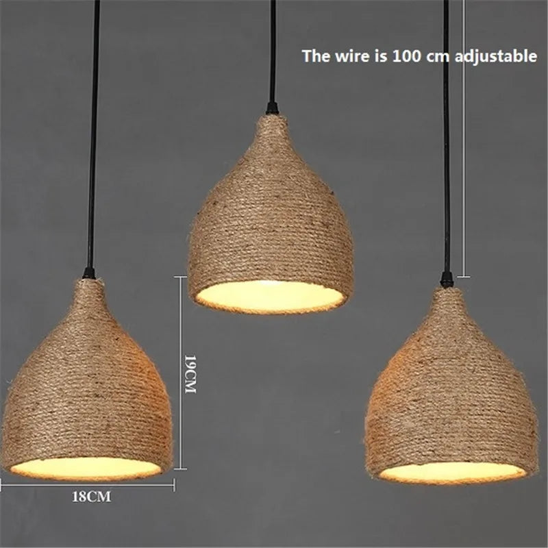 Vintage hemp rope pendant light industrial loft