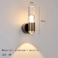 Mini clear acrylic wall light 3000K modern style
