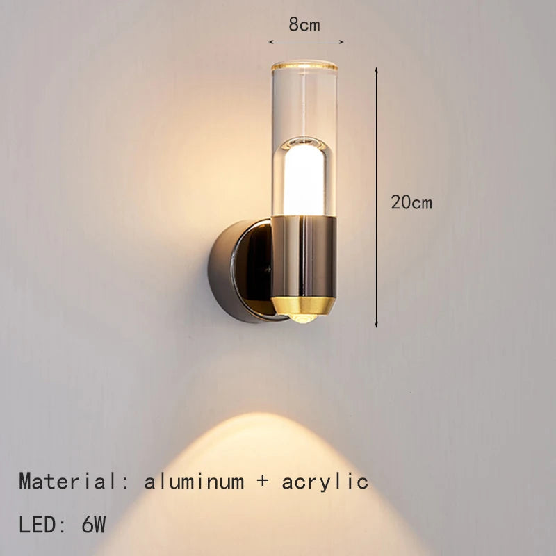 Mini clear acrylic wall light 3000K modern style