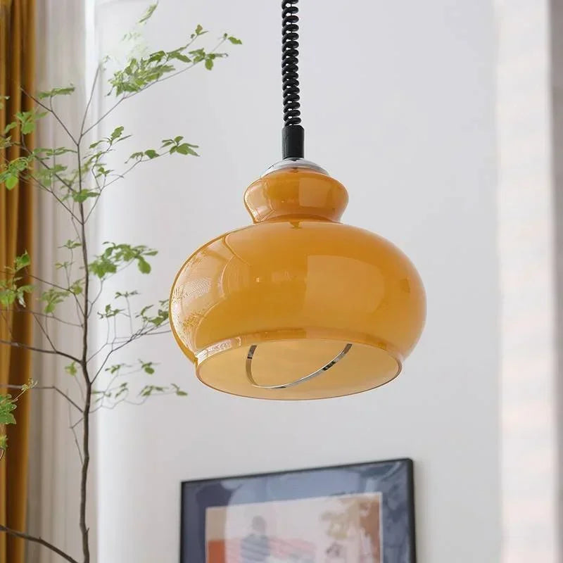Nordic glass chandelier in colourful designer style for restaurant and bar