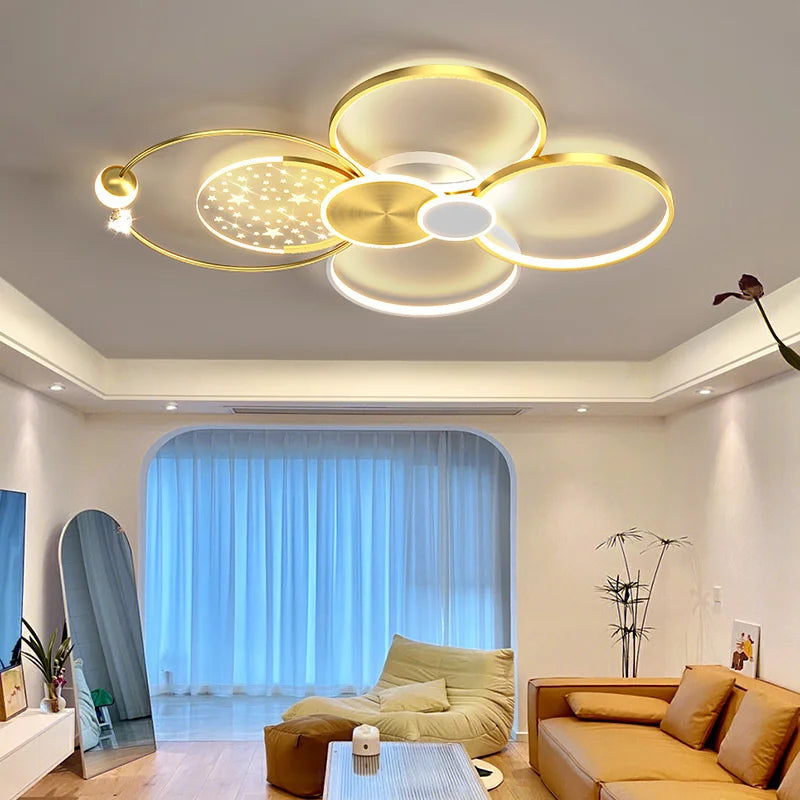 Nordic style gold LED ceiling light for the whole house