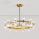 Modern luxury LED copper and crystal chandelier