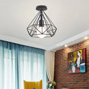Retro industrial LED ceiling light with metal cage vintage fixture