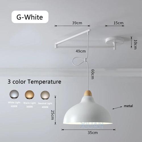 Modern swinging arm LED pendant light - vue 12 sur 30
