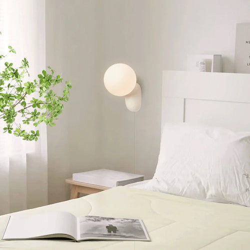 Minimalist cream wall light with decorative LED lighting - vue 3 sur 6