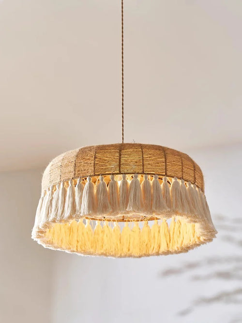 Hemp rope LED chandelier for indoor decoration - vue 5 sur 9