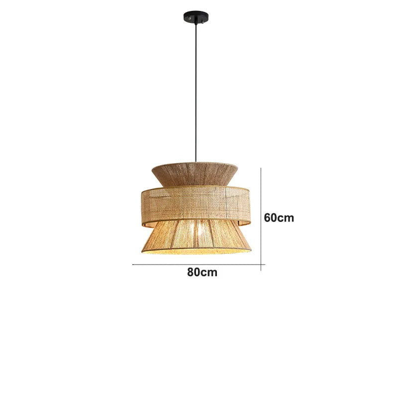 Chinese sabi wabi style rattan pendant light - vue 11 sur 24