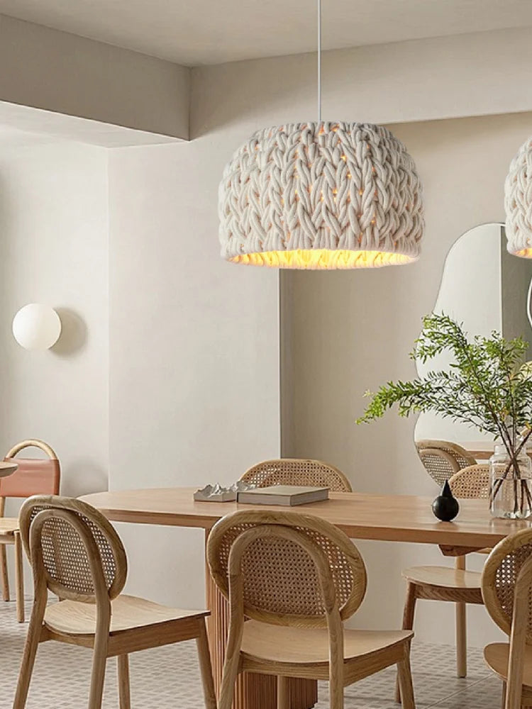 Nordic hand-woven rope chandelier for indoor lighting