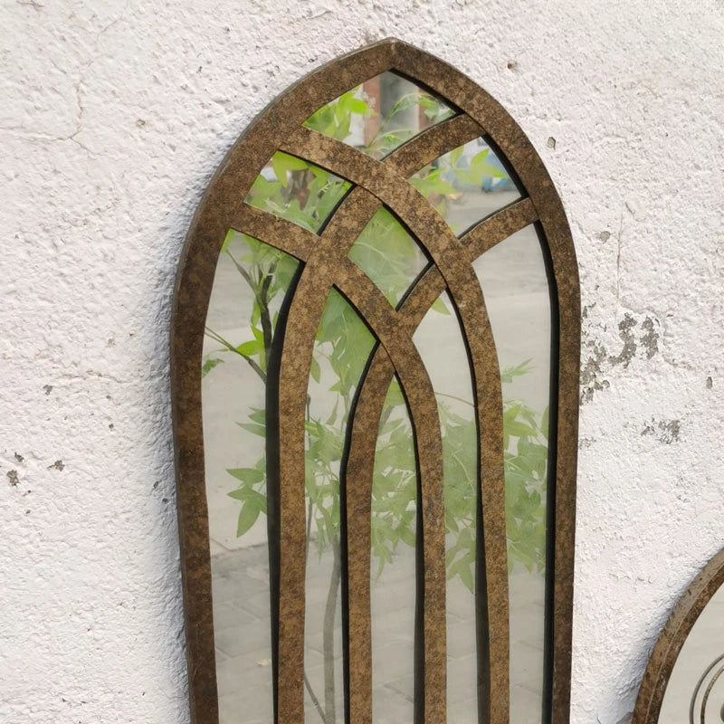 Nordic retro wooden mirrors for wall craft decoration - vue 4 sur 9