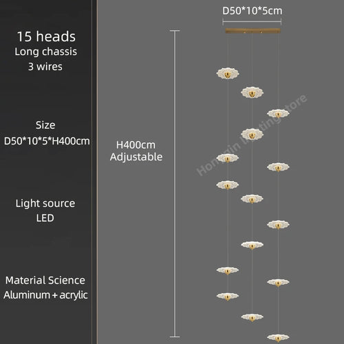 Modern LED chandelier for decorative indoor lighting - vue 11 sur 26