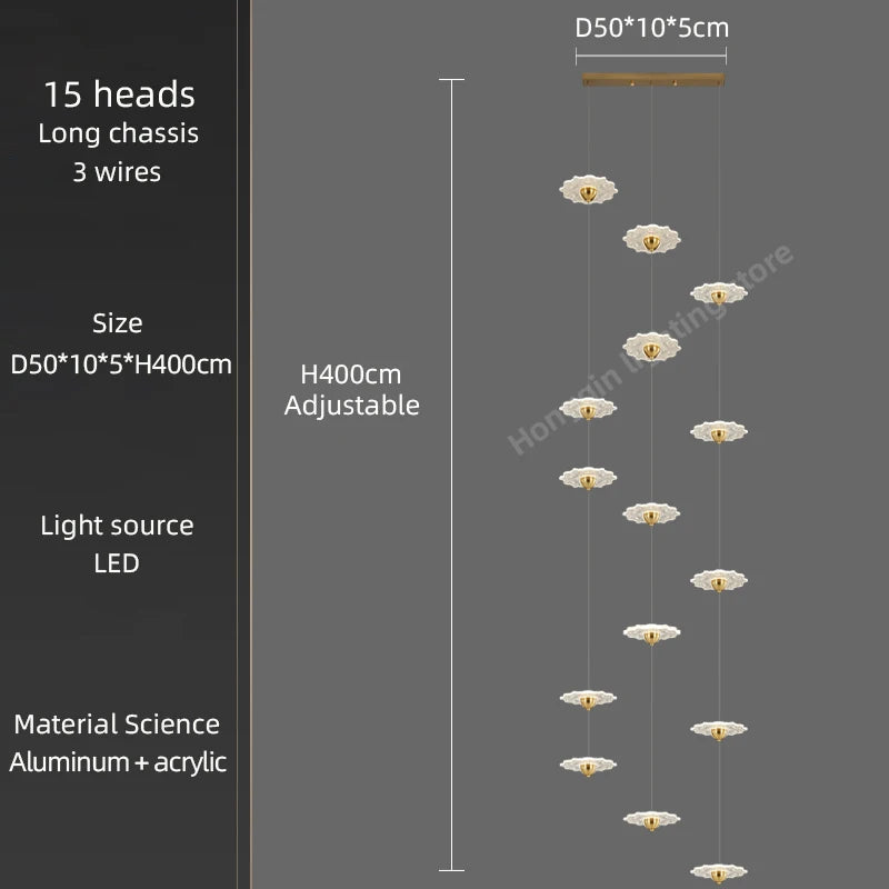 Modern LED chandelier for decorative indoor lighting - vue 10 sur 26