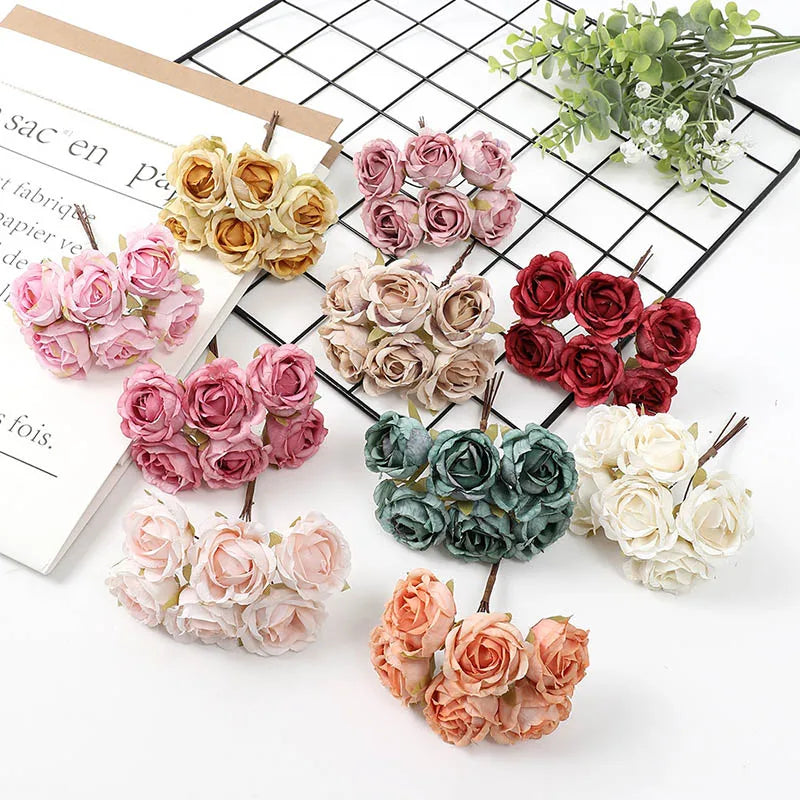 Mini artificial rose bouquet for floral decoration