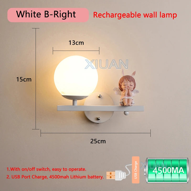 Rechargeable resin wall light for children's bedroom decorative - vue 19 sur 22