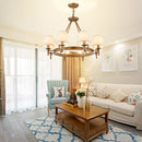 Retro iron pendant light with fabric lampshade