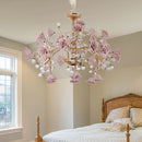 Ceramic crystal porcelain chandelier LED lamp for indoor use