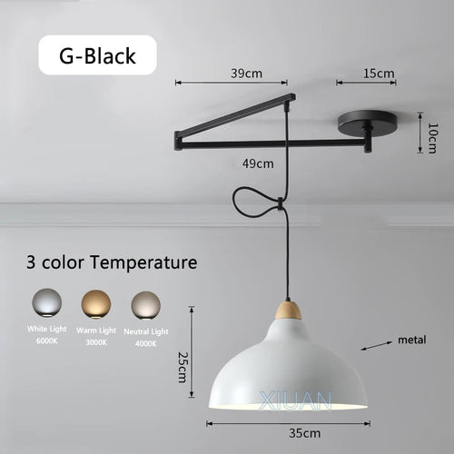 Modern swinging arm LED pendant light - vue 15 sur 30