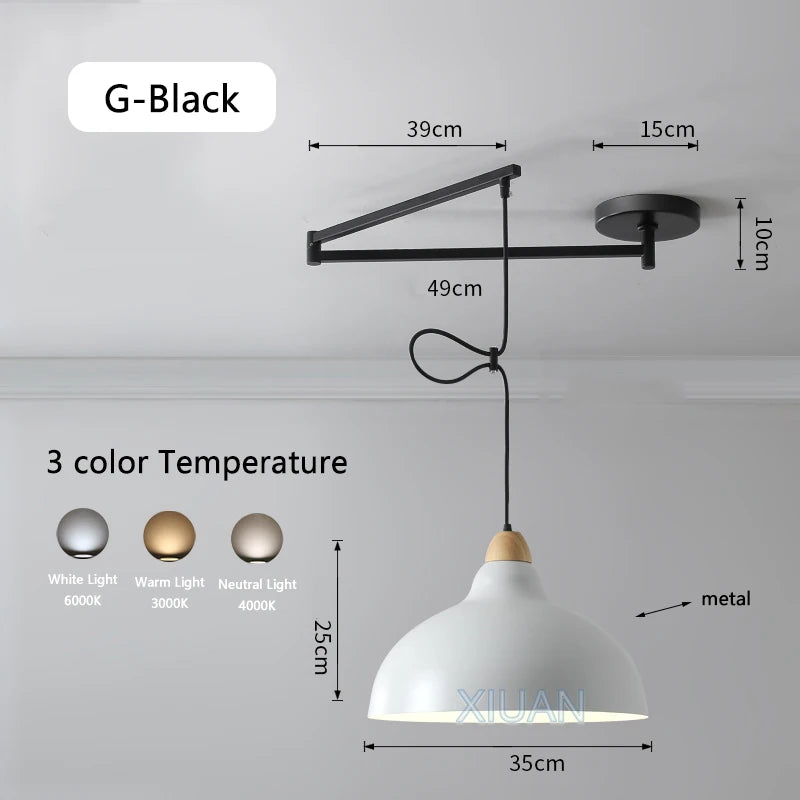 Modern swinging arm LED pendant light - vue 14 sur 30