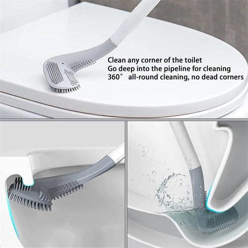 Silicone cleaning brushes with holder for bathroom - vue 6 sur 16