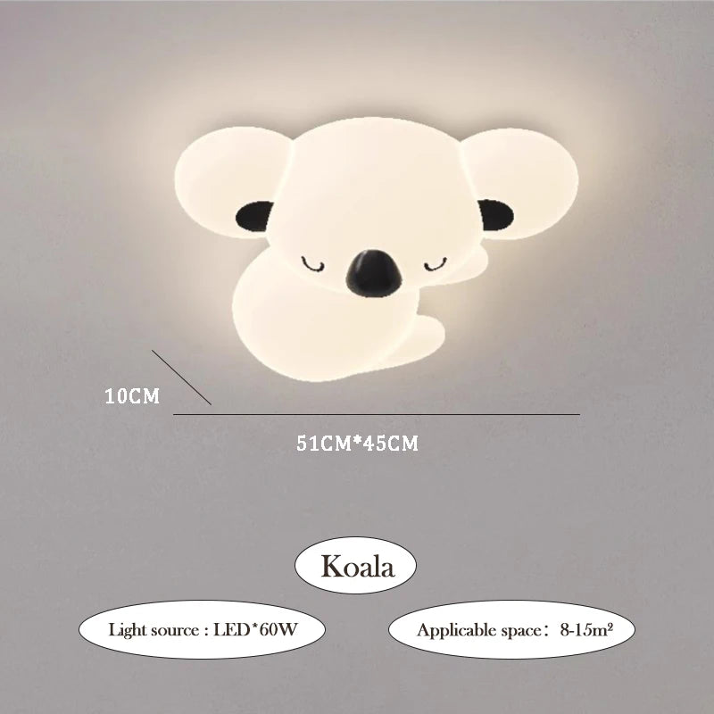 Cute bear and koala children's ceiling light for creative bedroom decor